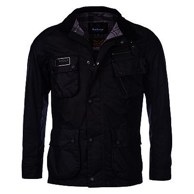 Barbour International Slim Fit International Waxed Jacket, Black